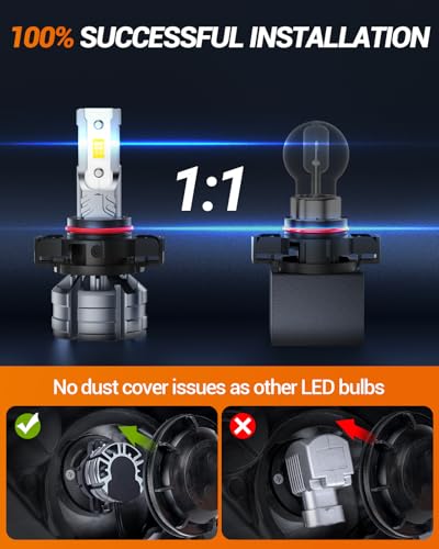 Image of SEALIGHT 5202 LED Fog Light Bulbs, 24 CSP Chips 12000 Lumen 5202 LED Fog Lights, 800% Super Brighter 5201 PS24W Fog Lights for Car, 6500K Cool White, Plug-N-Play, Pack of 2