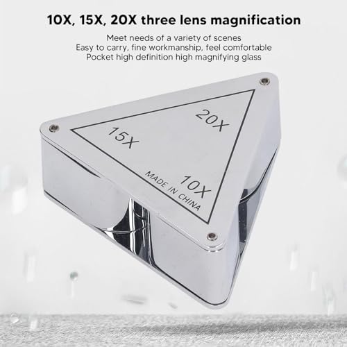 Jewellers Loupe, 10x 15x 20x Triple Lens Foldable Magnifier, Magnifying Handheld Loop - Image 2