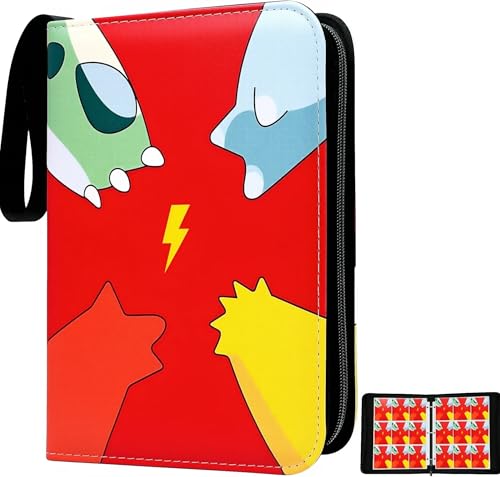 Trading Card Binder 4 Pocket Card Binder 900 Pockets Card Book Holder Cards with 50 Removable Sleeves 3-Ring Zip Design Collectible Trading Card Albums Gifts