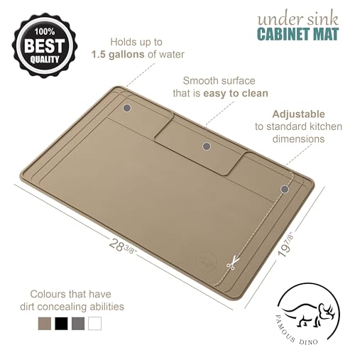 Image of The Original Under Sink Mat - Adjustable Silicone mat, Waterproof Under The Sink Bathroom Vanity Mat - 28 inch x 19 inch or smaller