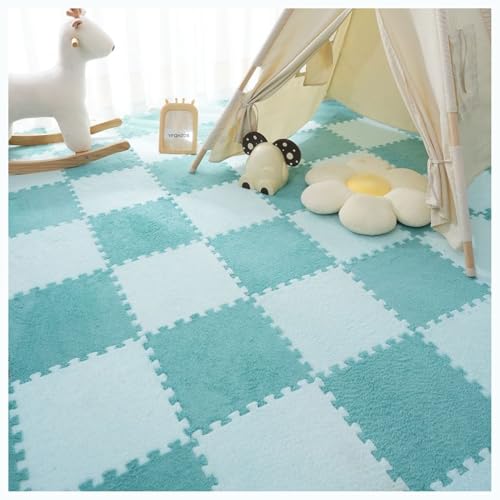 Piastrelle per pavimenti in schiuma, 10 pezzi, 30 cm, quadrate, ad incastro, puzzle, tappeto morbido, tappeto da gioco, tappeto per gattonare e area gioco (colore: luce B