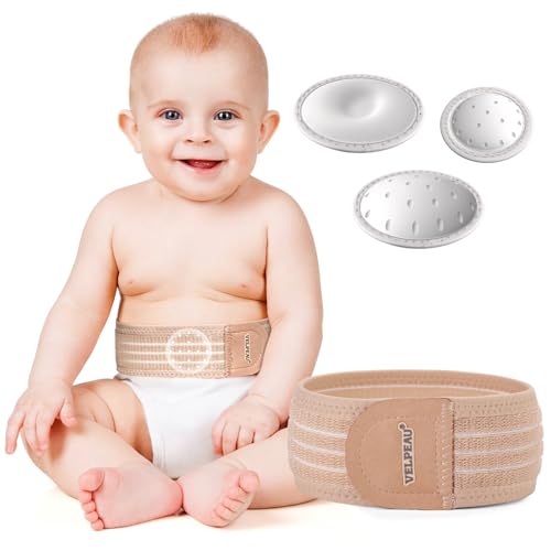Image of Velpeau Umbilical Hernia Belt Baby Newborn -with 3 Different Shaped Compression Pads, Belly Button Navel Band Wrap Truss Abdominal Binder Support for Infant, Children, Toddler, Kids, One Size < 20"