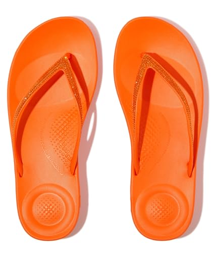 Image of FitFlop Womens iQushion Sparkle Ergonomic Flip Flops for Walking, Lightweight Waterproof Cushioned Thong Sandals for Women with Non Slip Bottom and Arch Support | Lightweight Waterproof Walking Sandals w /Cushioned Comfort & Arch Support