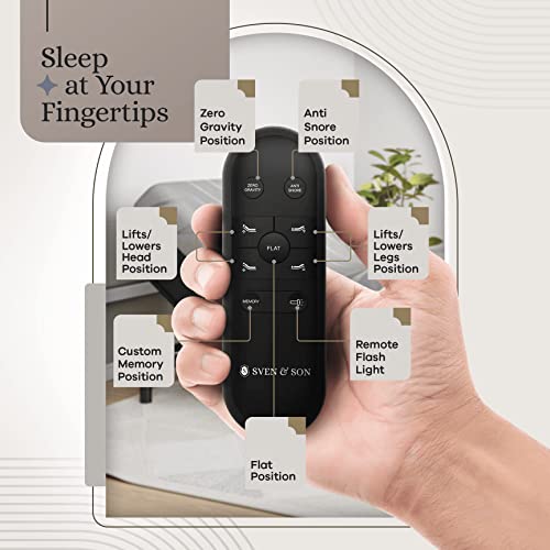 Sven & Son Full Essential Adjustable Bed Base Frame + 14" Luxury Cool Gel Memory Foam Hybrid Mattress, Wireless, Easy Self-Assembly, Head & Foot Articulation (Full + 14" Mattress) #TOP4