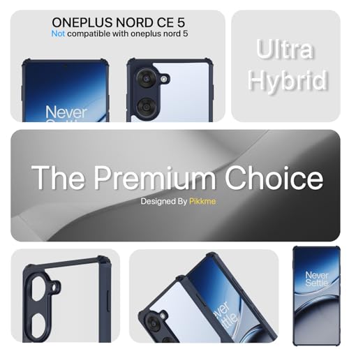 Image of Pikkme Back Cover for Oneplus Nord CE 5 5G | Ultra Hyrbid | Full Camera Protection | Raised Edge | Crystal Clear Transparent Bumper Case (Blue)