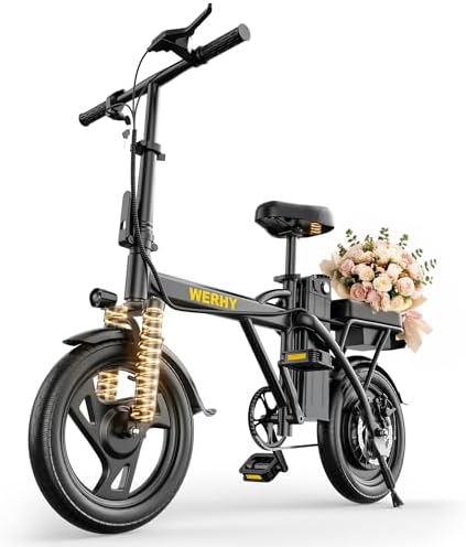 WERHY Electric Bike for Adults, 750W Peak Motor, 20 MPH Max Speed Folding Ebike, 14
