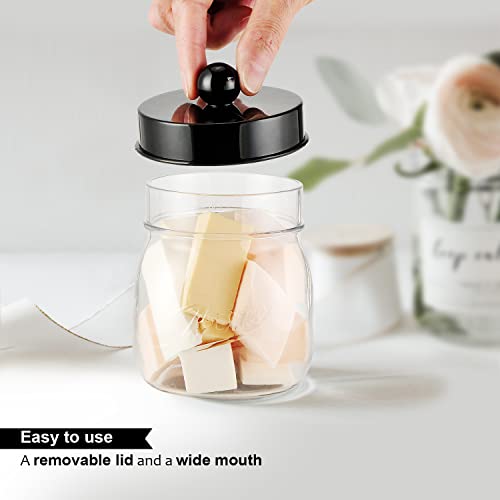 Farmhouse Decor Apothecary Jar SetMason Jar Bathroom Vanity Storage Organizer Canister Qtip Holder Plastic Acrylic Jar for Cotton SwabsCotton PadsFloss PicksPaper ClipsHair Clips2 PackBlack