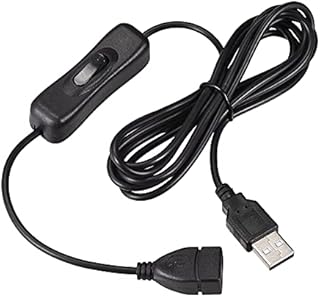 sourcing map USB Cable with ON/Off Switch, USB Male to Female Extension Cord 2M Black, for LED Desk Lamp LED Strip, Pack of 2