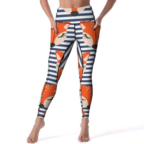 Legging Fitness Renard en Carton Pantalon Yoga Gainant et Extensible Taille Haute S