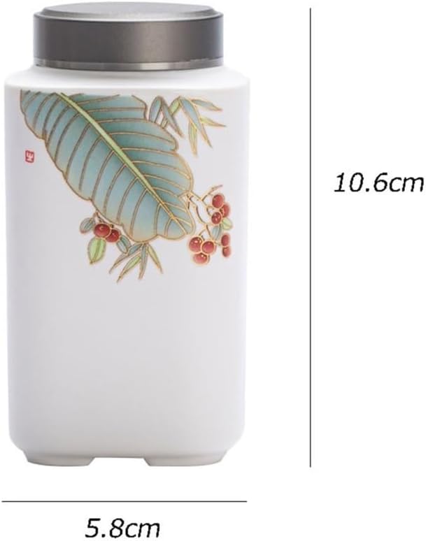 Tea Container Mini Portable Travel Tea Canister Ceramic Small Alloy Lid Sealed Storage Hidden Warehouse