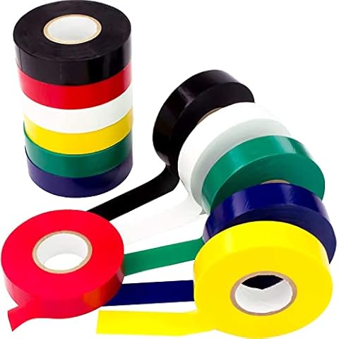 Weather-Resistant Colored Electrical Tape 60 Jumbo Roll 12 Pack. Color Code Your Electric Wiring Safely with Indoor/Outdoor PVC Vinyl, UL Listed to 600V, for a Variety of Taping Needs Cover