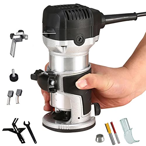 Fresadora De Madera Rebajadora Eléctrica Herramienta Compacta De Enrutador De Palma De Carpintero Carpintería Grabado Fresa Para Biselar, 2 Alicates De 1/4'' Y 8mm, 6 Velocidades Variables