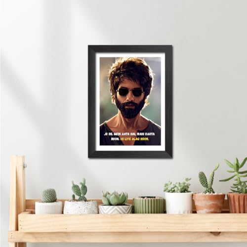 Image of TenorArts Kabir Singh Quotes Poster Bollywood Movie Vector Art Vector Art Posters Photo Framed Painting With Black Wooden Textures (12inches x 9inches)