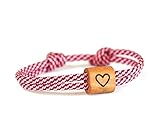 Handgefertigt auf Bestellung Herz Surferarmband mit Holz, Partnerarmband, Holzschmuck, Segeltau, Liebe, Verlobung