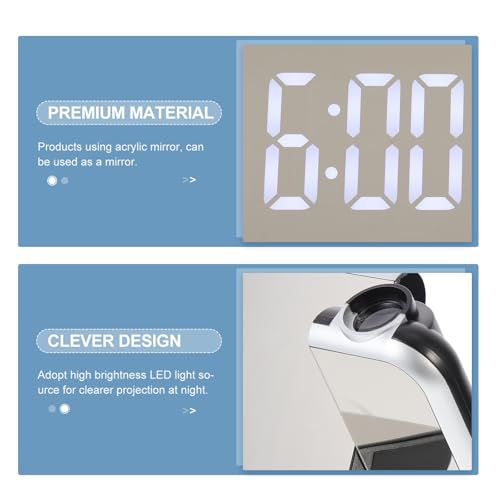 Reloj despertador digital proyección con alarma sonora regulable y base estable de plástico 6