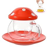TUHNHGD Mushroom Mug with Infuser, Glass Coffee Cup, Tea Strainer, 290ml (Orange) with Coaster and Lid - Image 1