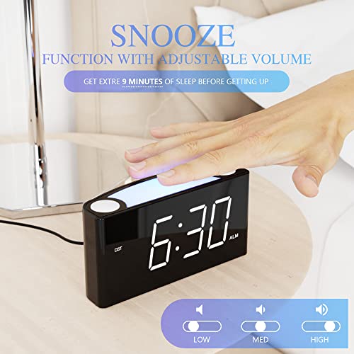Rocam Alarm Clock For Bedrooms - Large 7.5" Led Display With Dimmer, Snooze, 7 Color Night Light, Easy To Set, Usb Chargers, Battery Backup, 12/24 Hours For Heavy Sleepers, Kids, Boys, Girls, Elderly #TOP5