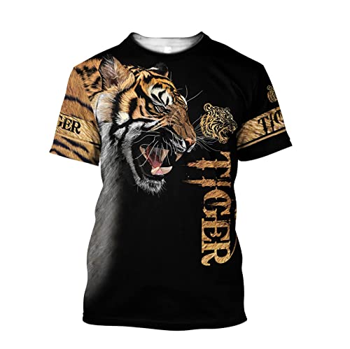 T-shirt tigre 3D Harajuku anti-transpiration et ampleur décontractée 4XL homme