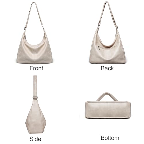 Image of Hobo Bags for Women Vegan Leather Purses Slouchy Shoulder Bag Tote | Trendy Crossbody Foldable Travel Vintage Ladies Everyday Purse, Adjustable Strap, 5 Pockets, 1 Built-in Key Leash
