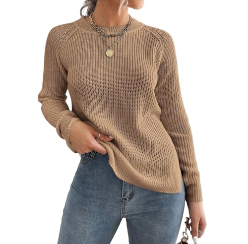 EsEiCo Women's Pullover Slit Knot Side Raglan Sleeve Sweater Fashion