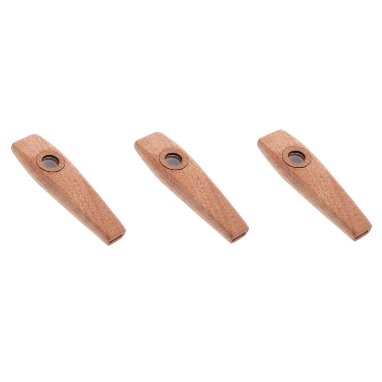 Abaodam 3 Piezas kazoo instrumentos musicales organos musicales accesorios armónica buen compañero para ukelele violín piano instrumento orff flauta de boca de madera Light Brown