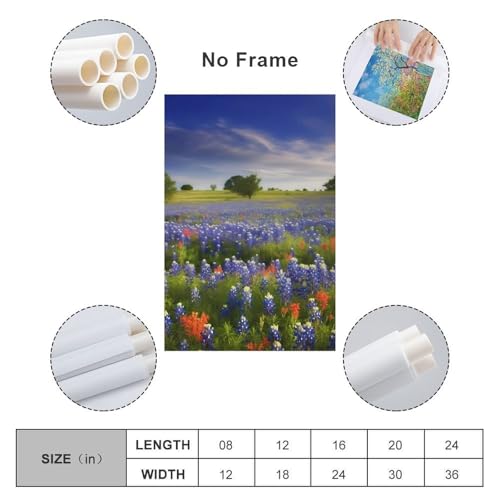 Tableau Texas Bluebonnets impression sur toile moderne pour décoration murale - 2