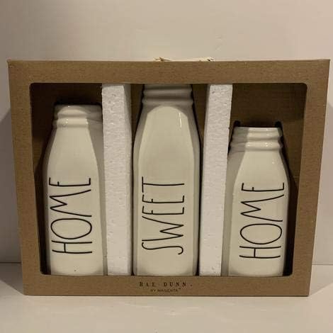 Rae Dunn Home - Sweet - Home Milk Bottle Style Vase Set of 3 - Ceramic