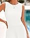 BTFBM Women Midi Bodycon Tank Dress Summer Crewneck Sleeveless Pleated A Line Business Casual Knit Sweater Fall Dresses(White, Small)
