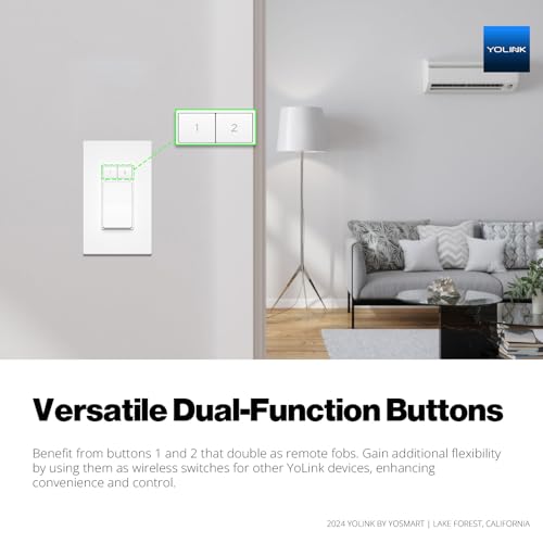 Image of YoLink FlexSwitch, Single Pole Switch, Long-Lasting Battery Powered Smart Light Switch - No Neutral Wire Needed, Timer & Schedule Functions, Over-Temperature Protection, YoLink Hub Required