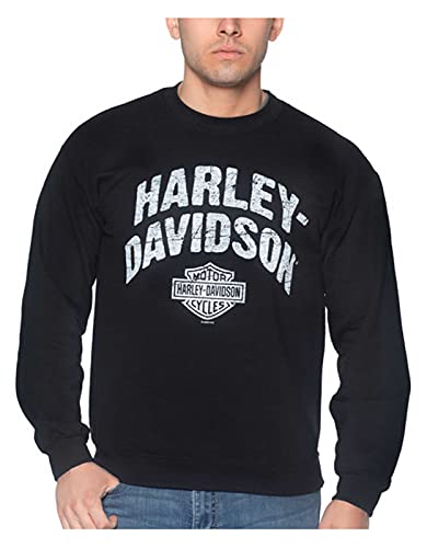 Harley-Davidson Men's Streamer Crew-Neck Pullover Fleece Sweatshirt - Black