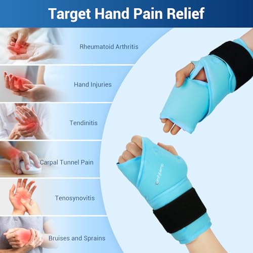 Image of Comfytemp 24.5 inch Extra Long Wrist Ice Pack Wrap for Carpal Tunnel Relief, FSA Eligible HSA, Reusable Gel Wrist Brace Hot Cold Compress for Hand Forearm Pain, arthritis, Injuries, Recovery Item, 2 Packs