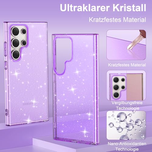 Coque paillettes Samsung S24 Ultra violette antichoc durable