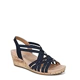 LifeStride Womens Mallory Strappy Wedge Sandals Lux Navy 7 W