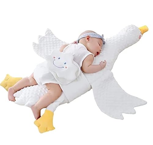 Dilyvoli Baby Pillow For Newborn White Goose Plushies Toy Pillow, 38.1" Toddler Nursery Pillow, Infant Soothing Pillow, Goose Stuffed Pillow, Toddler Exhaust Pillow - Photo Prop Shower Gift（White） #TOP1