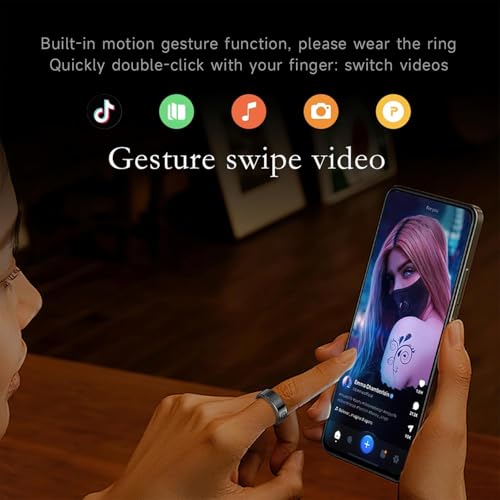 Image of Aeoss AI Smart Ring with LED Display, Real-Time Health Tracker & Monitor Sleep, Prayer Count, Gesture Control for Music and Camera, 5ATM IP68 Waterproof (Black, Size-8)