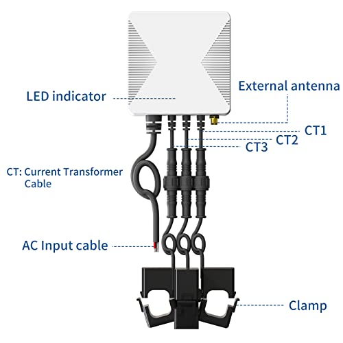 Wifi 3-Phase Clamp Meter, Smart Home Energy Monitor With 3 200A Circuit Level Sensors | Vue - Real Time Electricity Monitor/Meter #TOP2