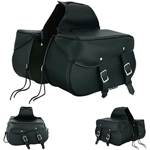 ZXT MOTO Motorcycle Leather Saddle Bag Motorbike Equipment Storage Organizer Seat Pack Saddle Bag Waterproof Storage Box Both Sides Large Capacity Universal Black Genuine Accessories Men New Cover
