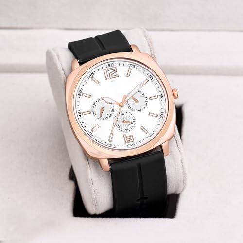 Image of styledose Minimalist dial Softest Adjustable Silicon Belt Quartz Analog Date Display Wrist Watch for Men
