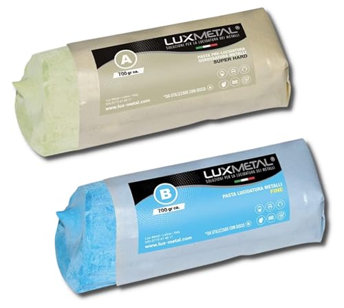 Lux Metal 2 Polierpaste 700 g (A-B) Fein grob Schleifpaste Für spiegelnden Glanz Auf Edelstahl, Aluminium Eisen Messing Chrom Holz Marmor und Weitere Metall Perfekt Zum Polieren von Messern