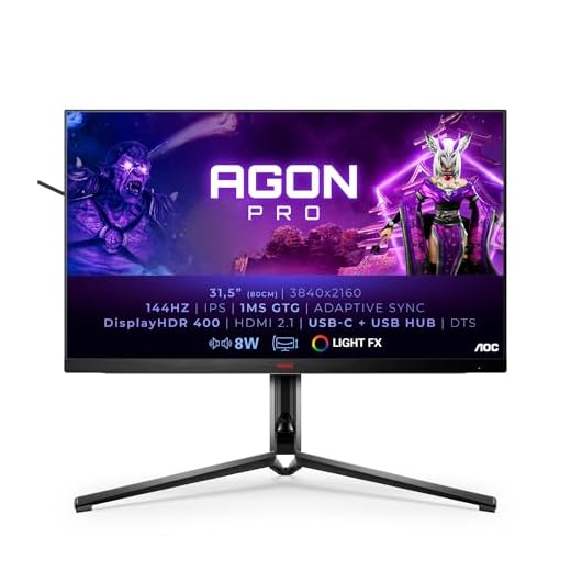 AOC AGON Pro AG324UX - 32 Zoll UHD Gaming Monitor, 144 Hz, 1 ms, HDR400, FreeSync Premium (3840x2460, HDMI 2.1, DisplayPort, USB-C, USB Hub) schwarz
