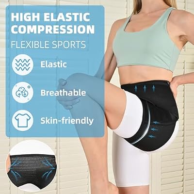 Tenbon Hip Brace for Sciatica Pain Relief Compression Wrap for Sciatic Nerve, Hamstring Pull, Hip Flexor Strain, Groin Injury, Pulled Thigh SI Belt Sacroiliac Joint Support Stabilizer for Men, Women