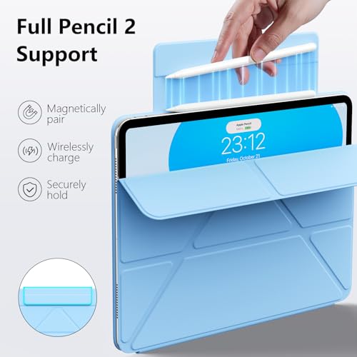 Image of for iPad (A16) 11th Generation Case 11 Inch 2025, iPad 10th Gen Case 10.9 Inch 2022, Convenient Magnetic Attachment, Two-Way Trifold Stand, Slim Tablet Cover Protection, Auto Sleep /Wake (Sky Blue)