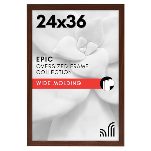 Americanflat 24x36 Poster Frame with Polished Plexiglass - Wide Picture Frames Made of Engineered Wood for Vertical or Horizontal Wall Display - Epic Collection - Mahogany