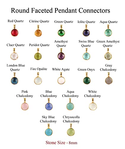 Guntaas Gems 2 Pieces Of Green Amethyst Quartz Brass Gold Plated Collate Setting Faceted Cut Pendant Making Jewelry (8Mm) #TOP2