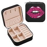 portagioie rosa leopardato con labbra per donne in pelle pu custodia portatile da viaggio per anelli orecchini collana orologio regali per ragazze signore donne sexy bocca bacio