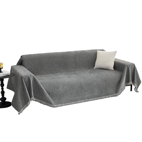 MYSKY HOME Oversized Couch Cover Sofa Covers Couch Covers for 3 Cushion Couch Sofa Pet Friendly L Shaped Sectional Couch Cover Non Slip Furniture Protector for Kids, 91"x150", Dark Grey