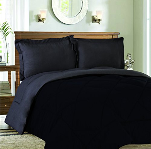 Sweet Home Collection 3 Piece Reversible Down Alternative Comforter Set with Euro Pillow Shams, Full/Queen, Charcoal/Silver