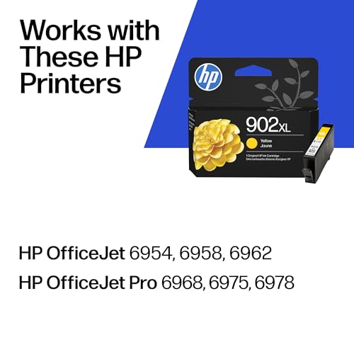 Image of HP 902XL Yellow High-Yield Ink Cartridge | Works with OfficeJet 6950, 6960, Pro 6960, 6970 Series | T6L86AN