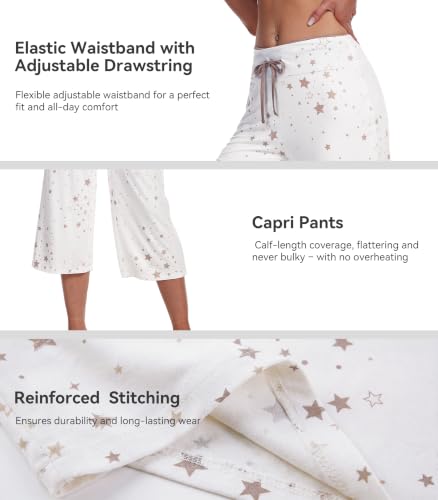 Image of WiWi Bamboo Viscose womens capri pants Wide Leg Pajama Super Soft Lounge knit Sleep shorts Cooling Pj Bottoms S-XXL