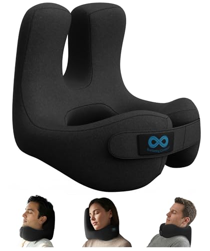 Everlasting Comfort Upgraded Neck Pillow for Airplanes – Memory Foam Travel Headrest for Flying – Portable Multi-Position Travel Pillows with 360°Support – Long Flight Essentials for Sleep & Home Use